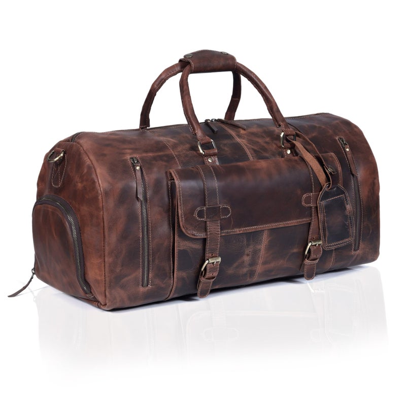 cuero 24 Inch Genuine Leather Duffle Bag for Men Travel Overnight Weekender Leather Duffel Bags Sports Gym Duffel for Men and Women Carry On Luggage for Traveling - Image 2